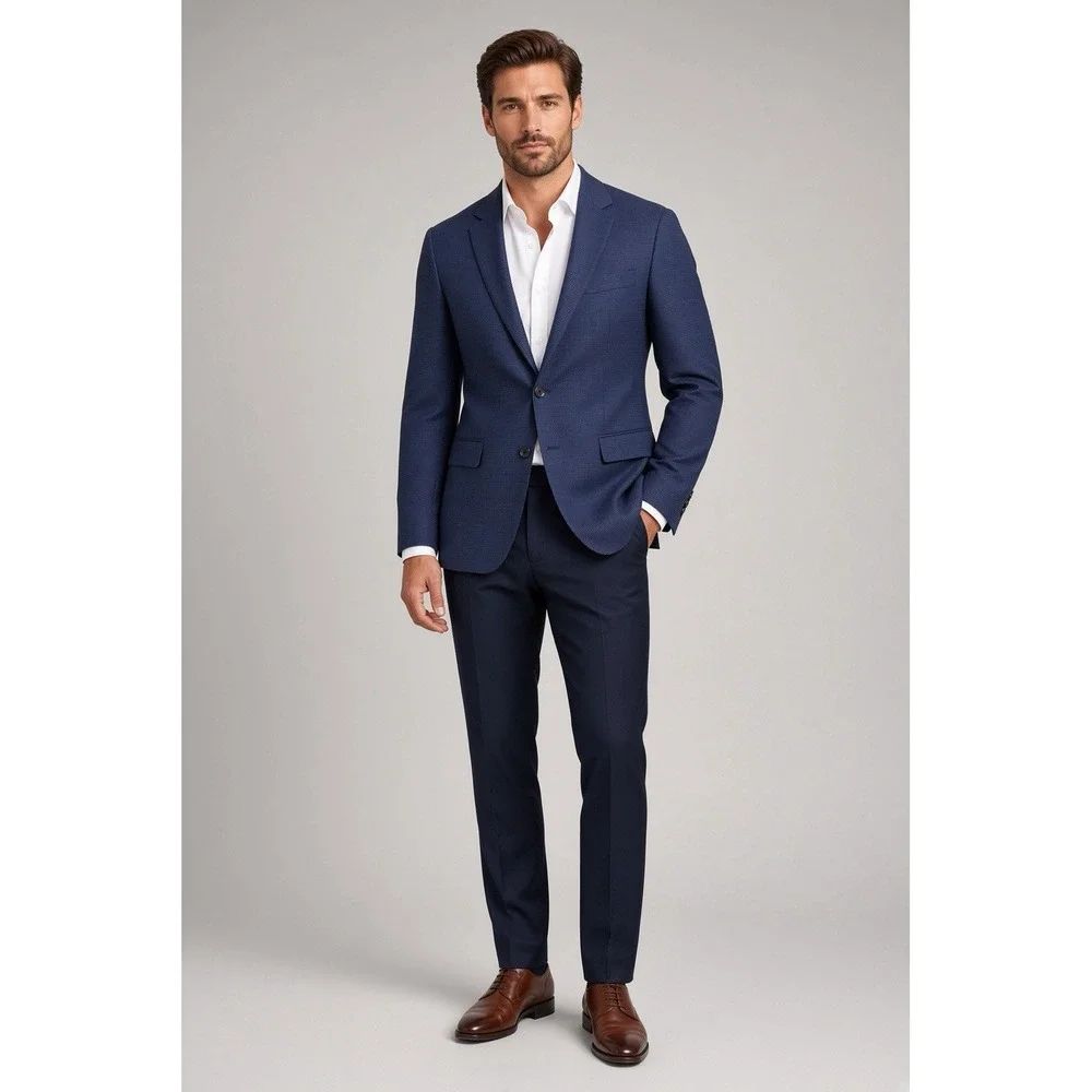 Z ZEGNA Drop 8 Deco Blazer Jacket Men US40R EU 50R Navy Nail Head Half Lined